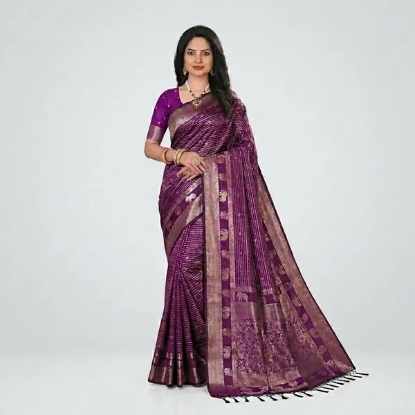 Purple_Banarasi_Silk_Zari_Border_Pallu_Saree_For_Women