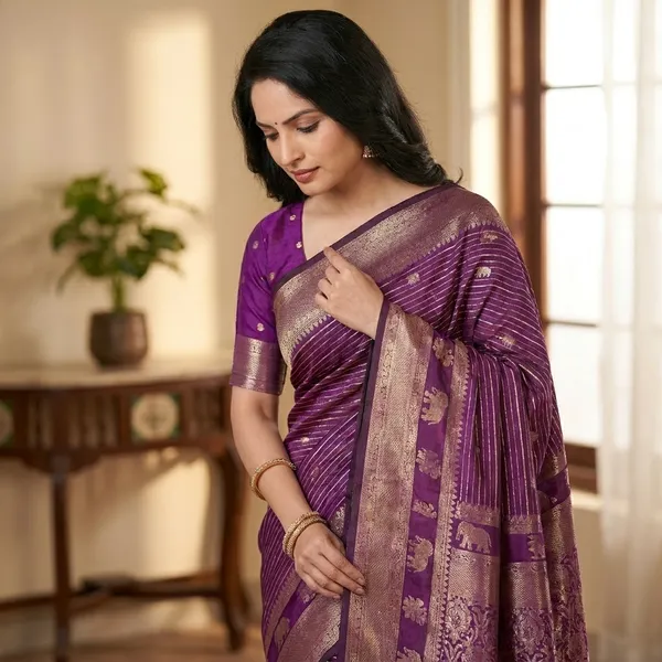Purple_Banarasi_Silk_Zari_Border_Pallu_Saree_For_Women