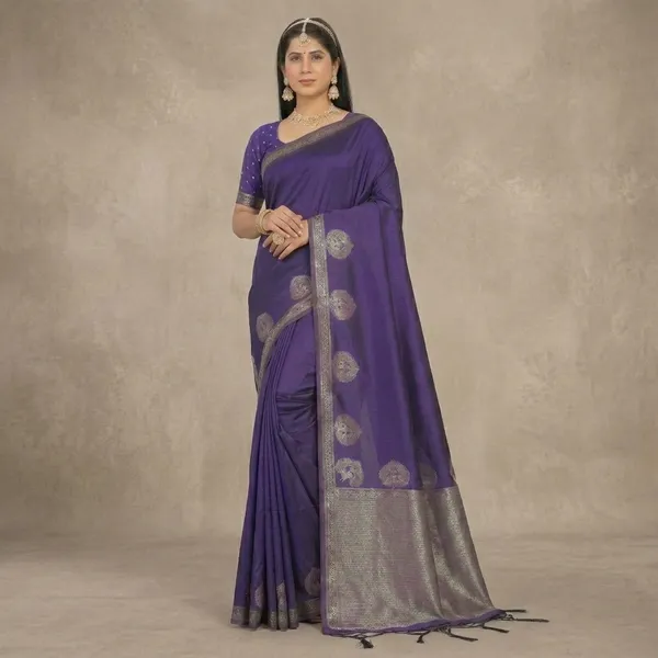 Multi_Silk_Woven_Saree_With_Contrast_Border_And_Pallu_For_Women