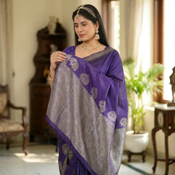 Multi_Silk_Woven_Saree_With_Contrast_Border_And_Pallu_For_Women
