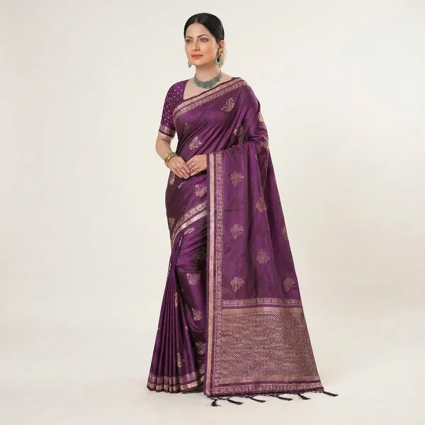 Purple_Banarasi_Silk_Golden_Zari_Woven_Saree_For_Women