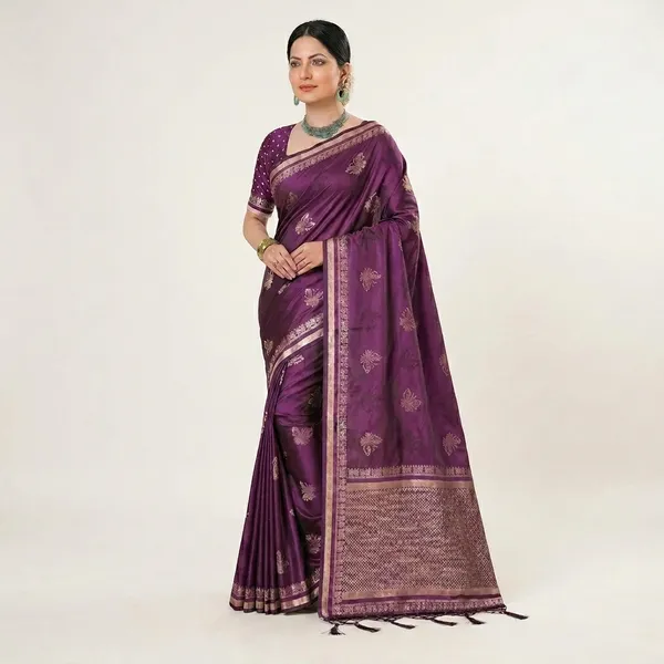 Purple_Banarasi_Silk_Golden_Zari_Woven_Saree_For_Women