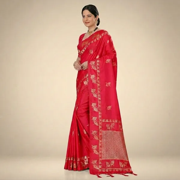 Satin_Silk_Zari_Woven_Border_Saree_For_Women
