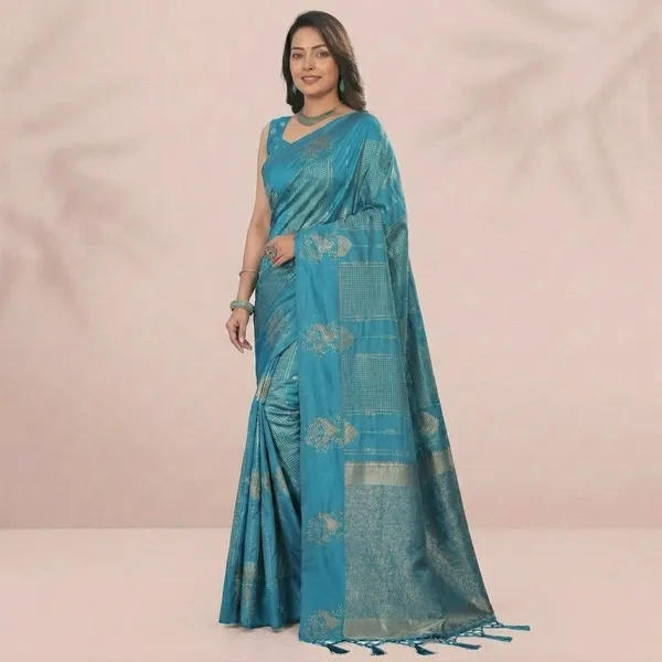 Blue_Banarasi_Silk_Silver_Zari_Woven_Saree_For_Women