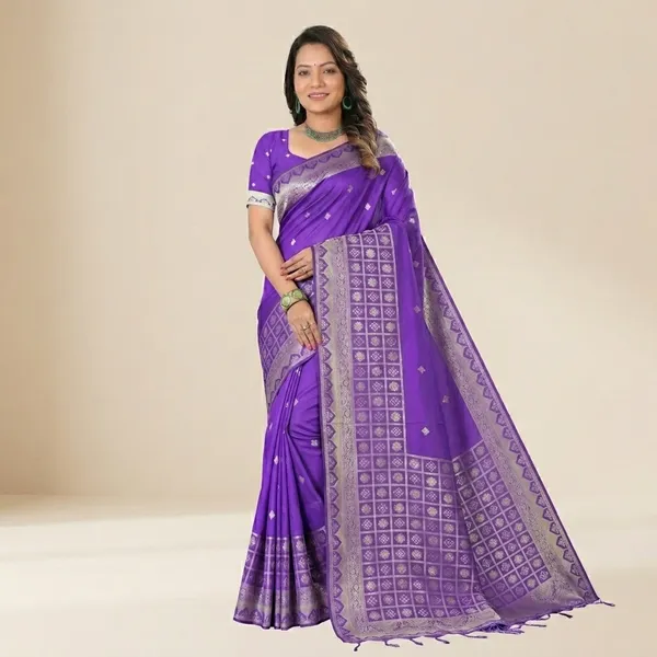 Violet_Banarasi_Silk_Zari_Woven_Saree_For_Women