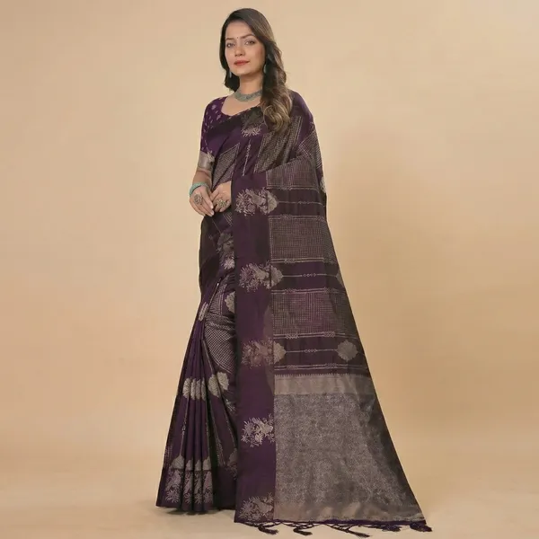 Purple_Silk_Floral_Printed_Saree_For_Women