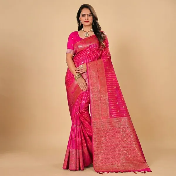 Pink_Banarasi_Silk_Golden_Zari_Traditional_Saree_For_Women