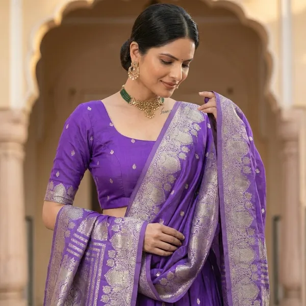 Violet_Banarasi_Silk_Zari_Woven_Lehenga_Choli_For_Women