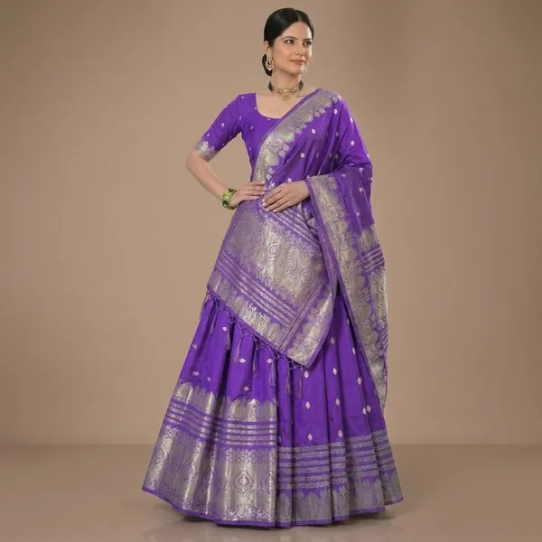 Violet_Banarasi_Silk_Zari_Woven_Lehenga_Choli_For_Women