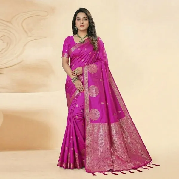 Pink_Silk_Zari_Buti_Woven_Saree_For_Women