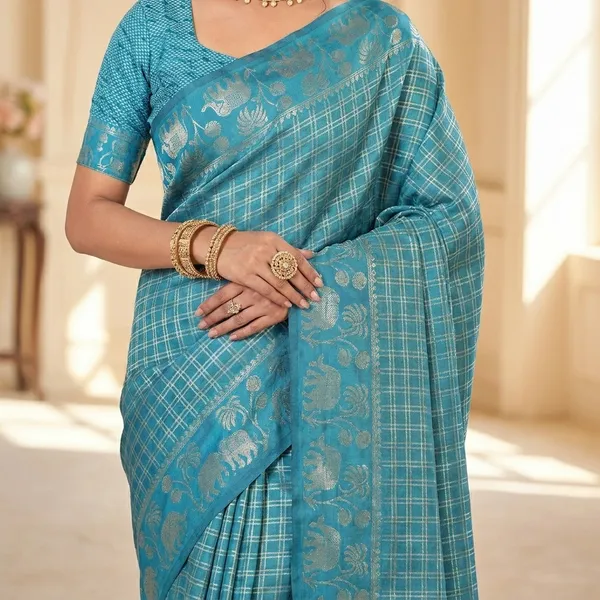 Turquoise_Blue_Banarasi_Silk_Silver_Zari_Woven_Saree_For_Women