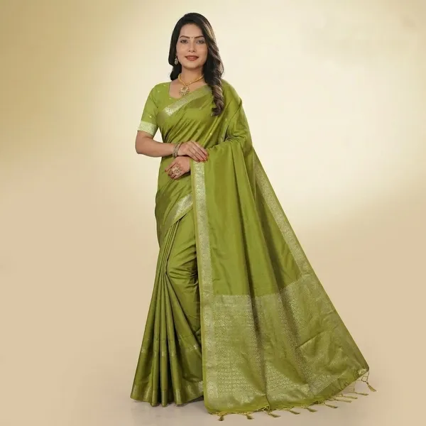 Green_Silk_Golden_Border_Woven_Saree_For_Women