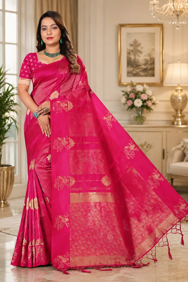 Pink_Banarasi_Silk_Golden_Zari_Woven_Saree_For_Women