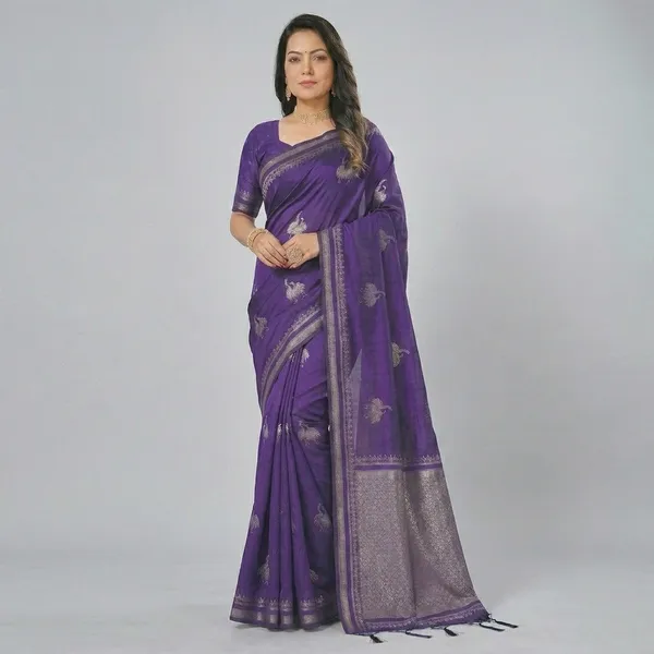 Purple_Banarasi_Silk_Silver_Zari_Woven_Saree_For_Women