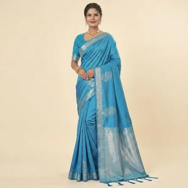 Blue_Silk_Zari_Border_Woven_Saree_For_Women