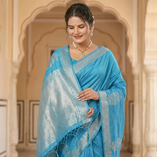Blue_Silk_Zari_Border_Woven_Saree_For_Women
