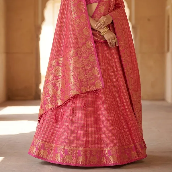 Pink_Banarasi_Silk_Golden_Zari_Woven_Lehenga_Choli_For_Women