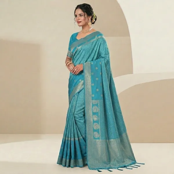 Blue_Banarasi_Silk_Zari_Woven_Saree_For_Women
