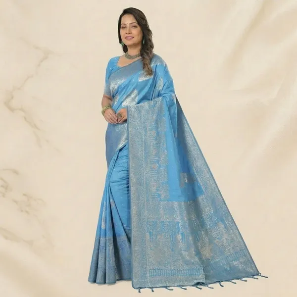 Sky_Blue_Banarasi_Silk_Zari_Woven_Saree_For_Women