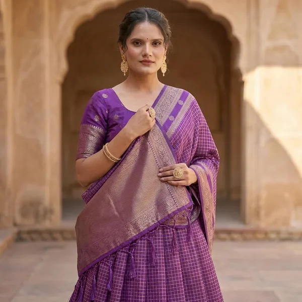 Purple_Banarasi_Silk_Golden_Zari_Lehenga_Choli_Set_For_Women