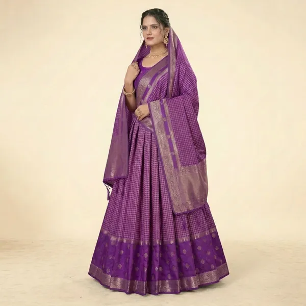 Purple_Banarasi_Silk_Golden_Zari_Lehenga_Choli_Set_For_Women