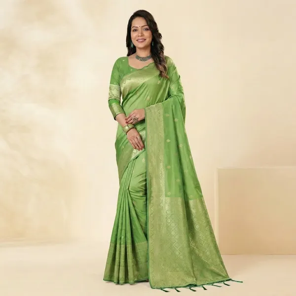 Green_Banarasi_Silk_Golden_Zari_Woven_Saree_For_Women