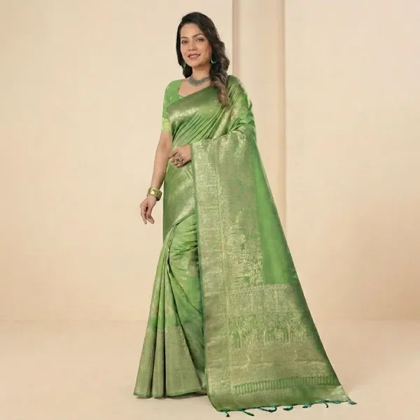 Green_Banarasi_Silk_Golden_Zari_Traditional_Saree_For_Women