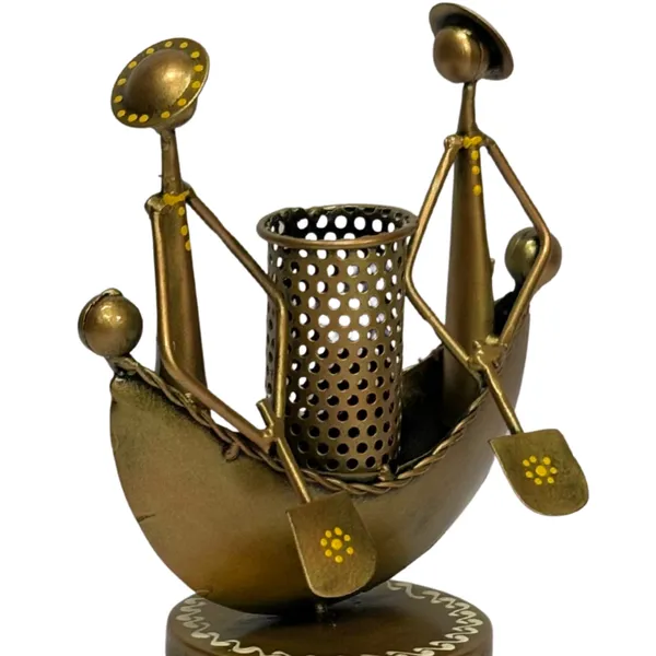 Golden_Metal_Handcrafted_2_Man_Ship_Pen_Holder_Stand_Antique_Miniature_Decorative_Showpiece