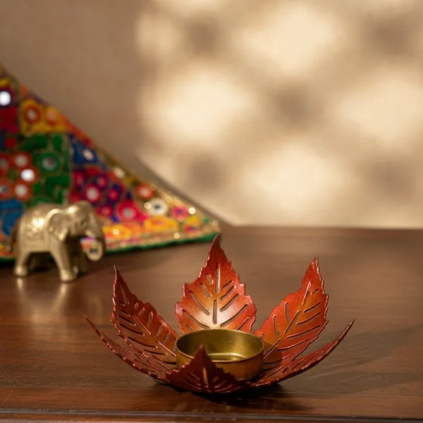 Copper_Handcrafted_Metal_Leaf_Tea_Light_Holder_For_Home_Decoration_And_Gift