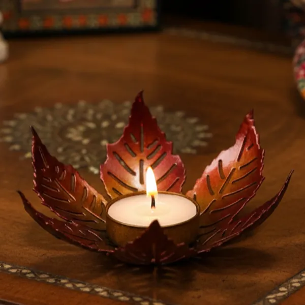 Copper_Handcrafted_Metal_Leaf_Tea_Light_Holder_For_Home_Decoration_And_Gift