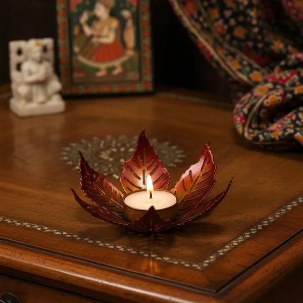Copper_Handcrafted_Metal_Leaf_Tea_Light_Holder_For_Home_Decoration_And_Gift
