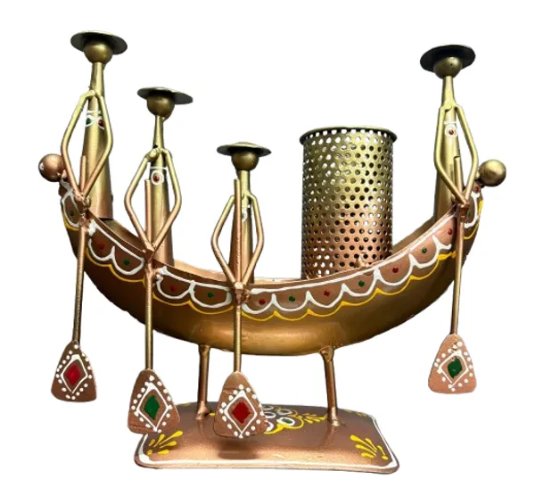Golden_Metal_Handcrafted_4_Man_Ship_Pen_Holder_Antique_Sand_Desk_Decorative_Showpiece