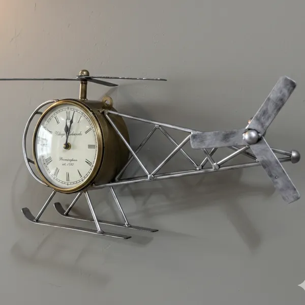 Silver_And_Golden_Analog_Helicopter_Clock_For_Home_Decor