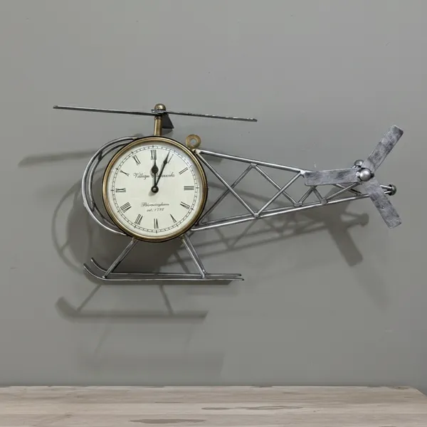 Silver_And_Golden_Analog_Helicopter_Clock_For_Home_Decor