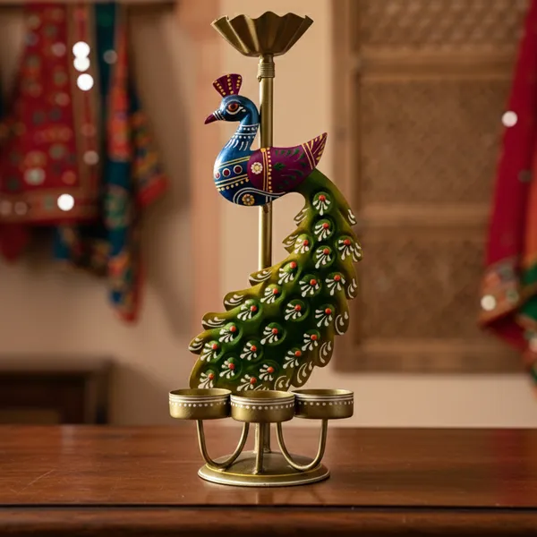 Multicolor_Metal_Peacock_Tealight_Holder
