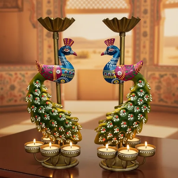 Multicolor_Metal_Peacock_Tealight_Holder