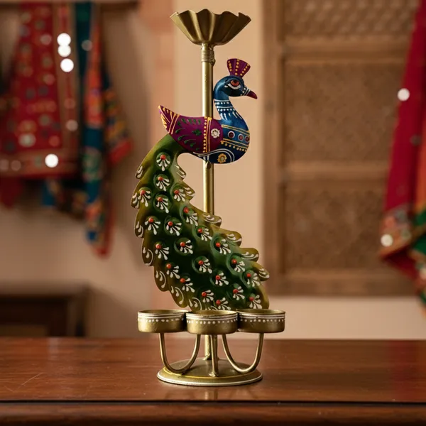 Multicolor_Metal_Peacock_Tealight_Holder