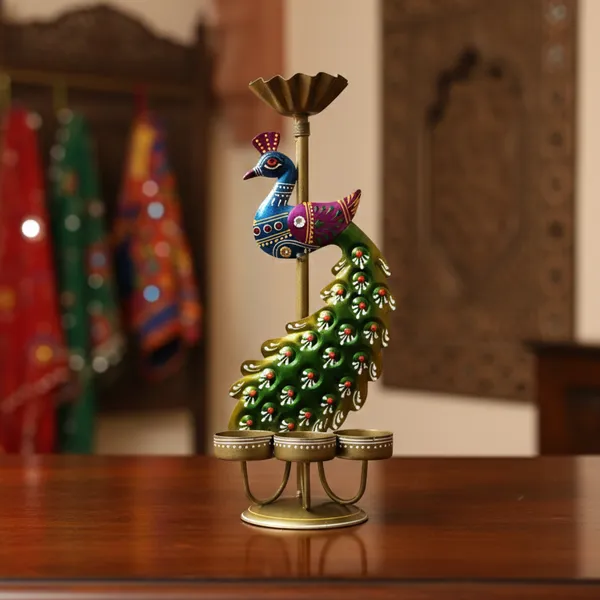 Multicolor_Metal_Peacock_Tealight_Holder