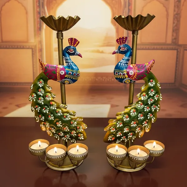 Multicolor_Metal_Peacock_Tealight_Holder