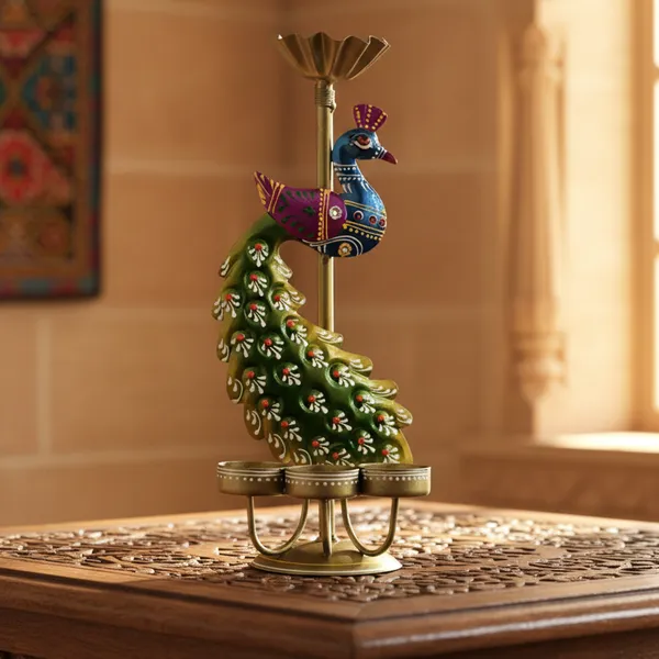 Multicolor_Metal_Peacock_Tealight_Holder