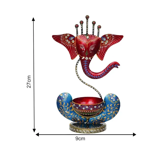 Blue_And_Red_Handcrafted_Metal_Ganesha_Tea_Light_Holder_For_Home_Decoration_And_Gift