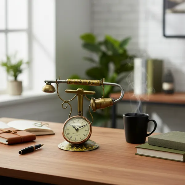 Golden_Analog_Telephone_Clock_For_Home_Decor