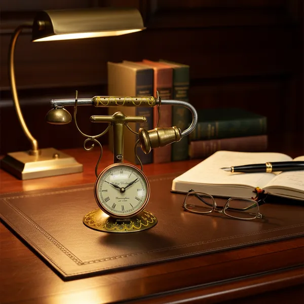 Golden_Analog_Telephone_Clock_For_Home_Decor