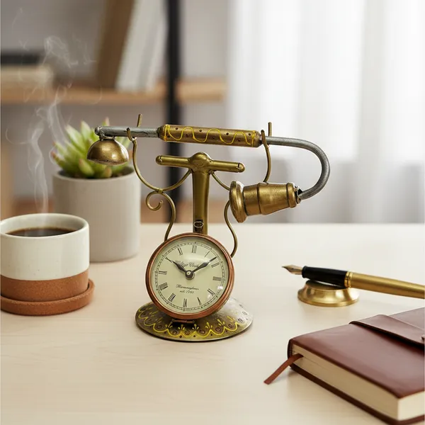 Golden_Analog_Telephone_Clock_For_Home_Decor