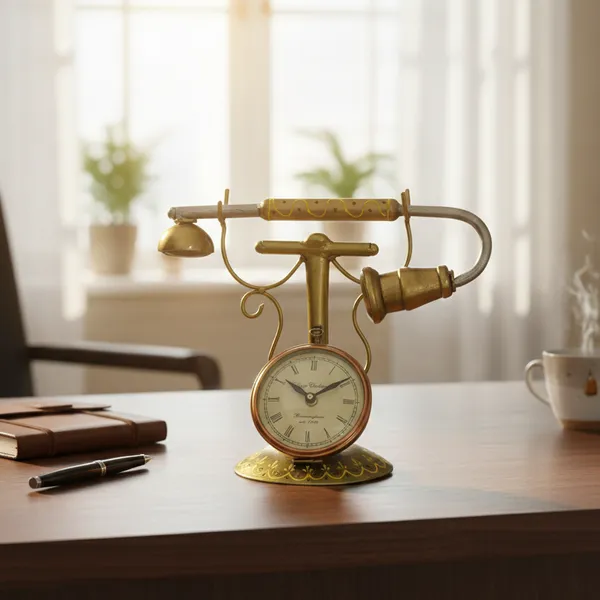 Golden_Analog_Telephone_Clock_For_Home_Decor
