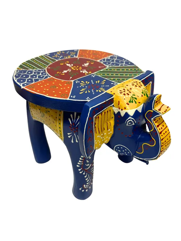 Blue_And_Yellow_Wooden_Elephant_Stool_Design_For_Home_Decor_And_Gifts_Decorative_Showpiece