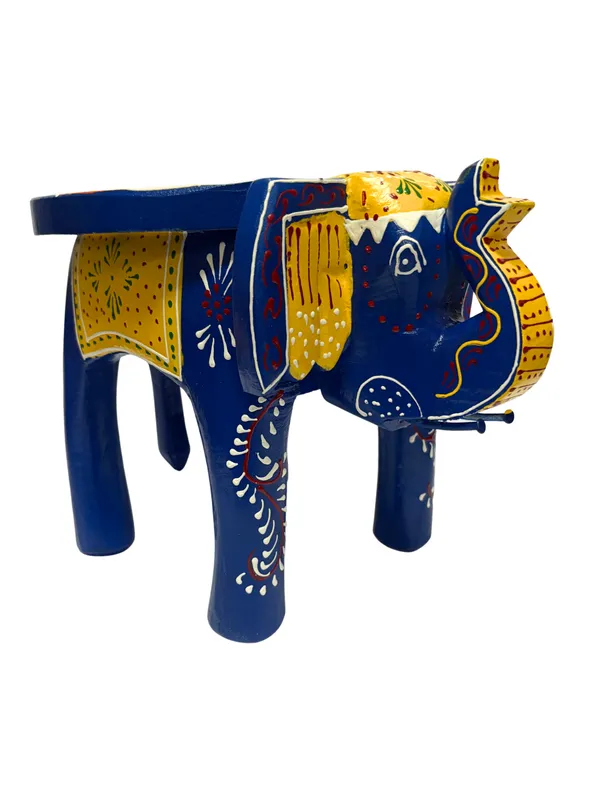 Blue_And_Yellow_Wooden_Elephant_Stool_Design_For_Home_Decor_And_Gifts_Decorative_Showpiece