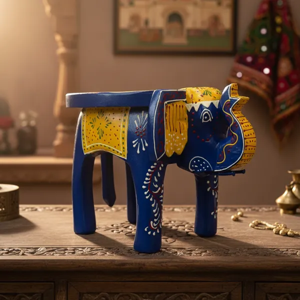 Blue_And_Yellow_Wooden_Elephant_Stool_Design_For_Home_Decor_And_Gifts_Decorative_Showpiece