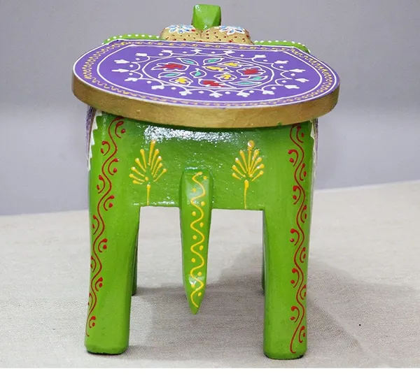 Green_And_Blue_Wooden_Elephant_Stool_Design_For_Home_Decor_And_Gifts_Decorative_Showpiece