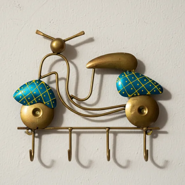 Blue_And_Golden_Handcrafted_Vintage_Metal_Scooter_Key_Holder_Wall_Art_Decorative_Showpiece_Iron_Key_Holder
